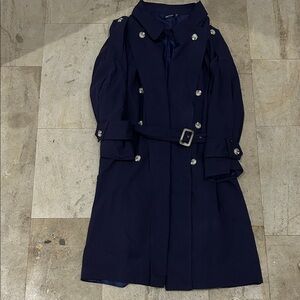 NASTYGAL Navy Double-Breasted Women's Trench Coat with Cute Details!